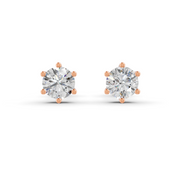 Round Cut Real Moissanite 6 Prong Solitaire Stud Earrings 14K Gold Plated